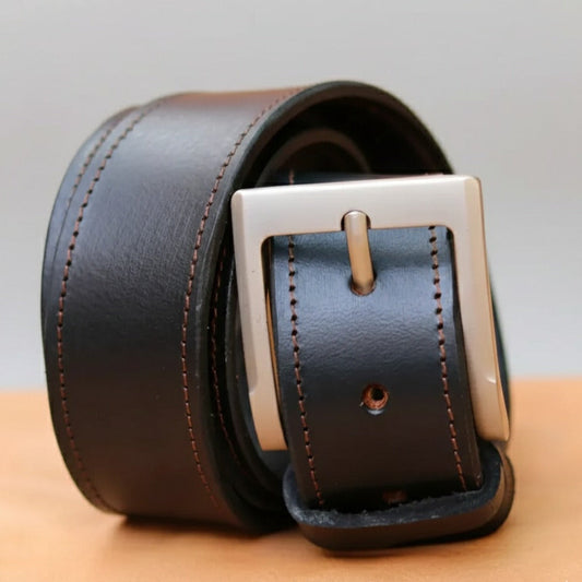 Broad wide genuine leather belt