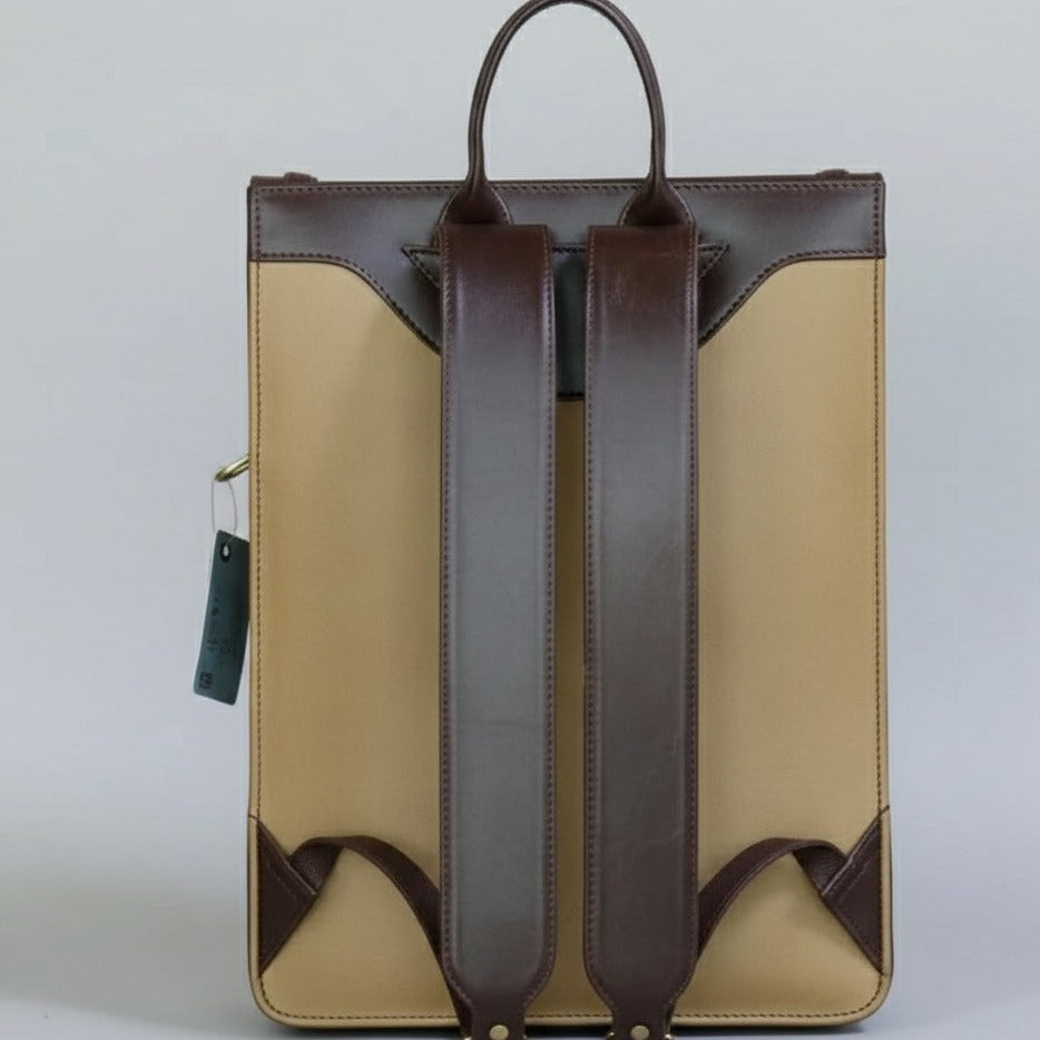 Stylish Japanese inspired cow leather bag displayed