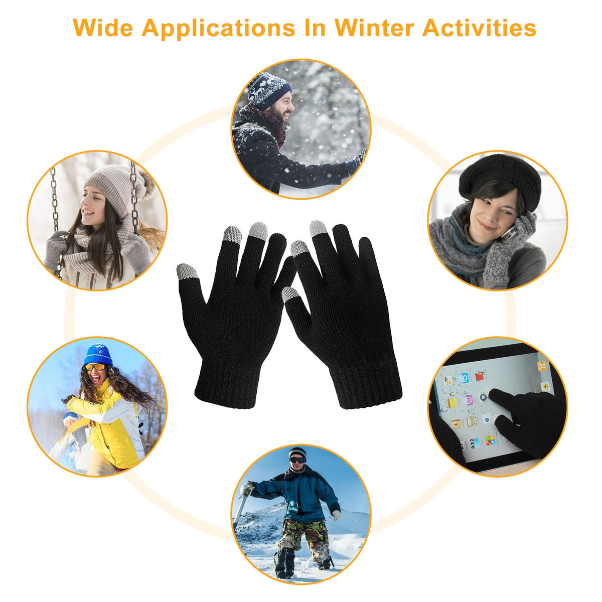 Touch Screen Winter Gloves - Full Finger Knitted - lifestyle photo