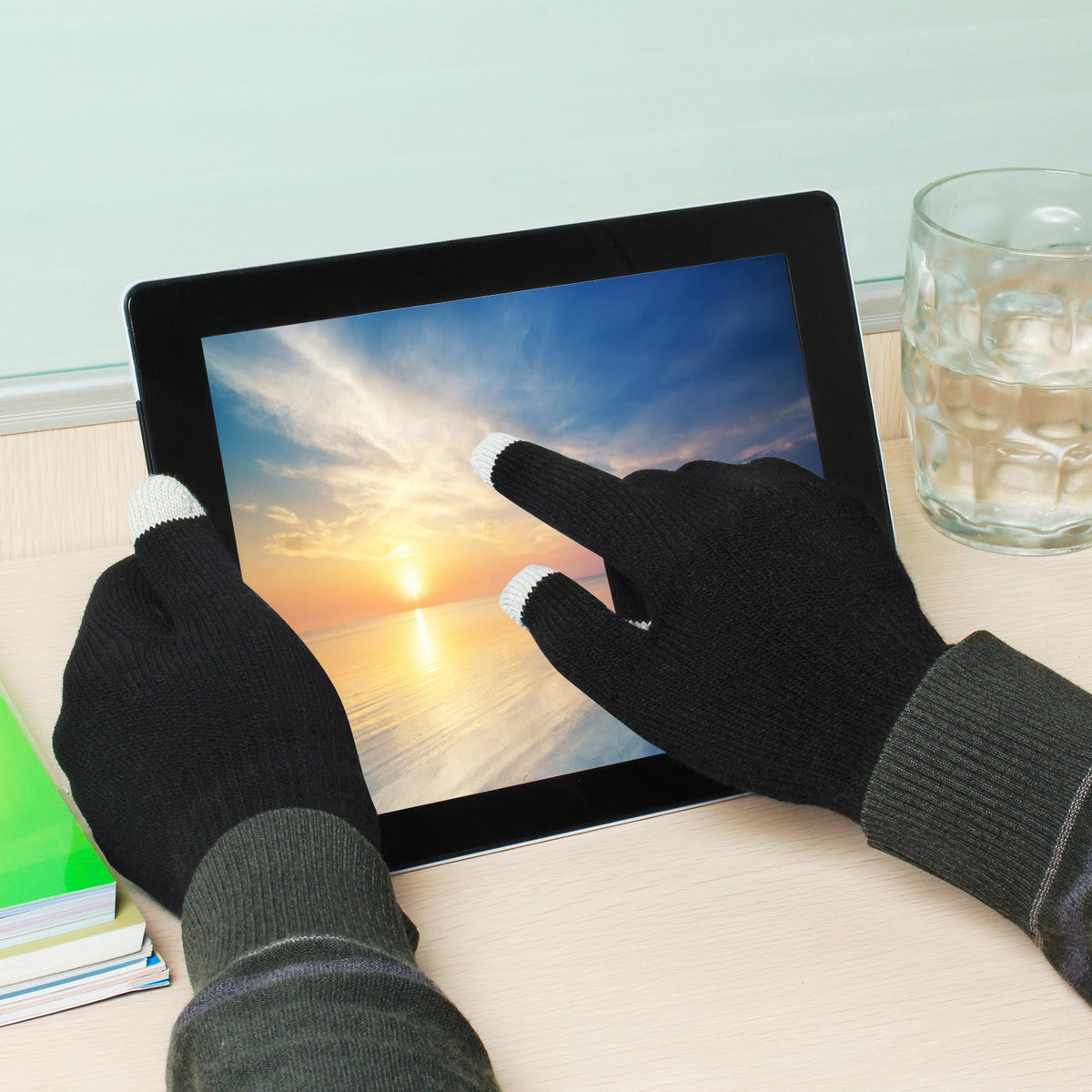 Touch Screen Winter Gloves - Full Finger Knitted - back view
