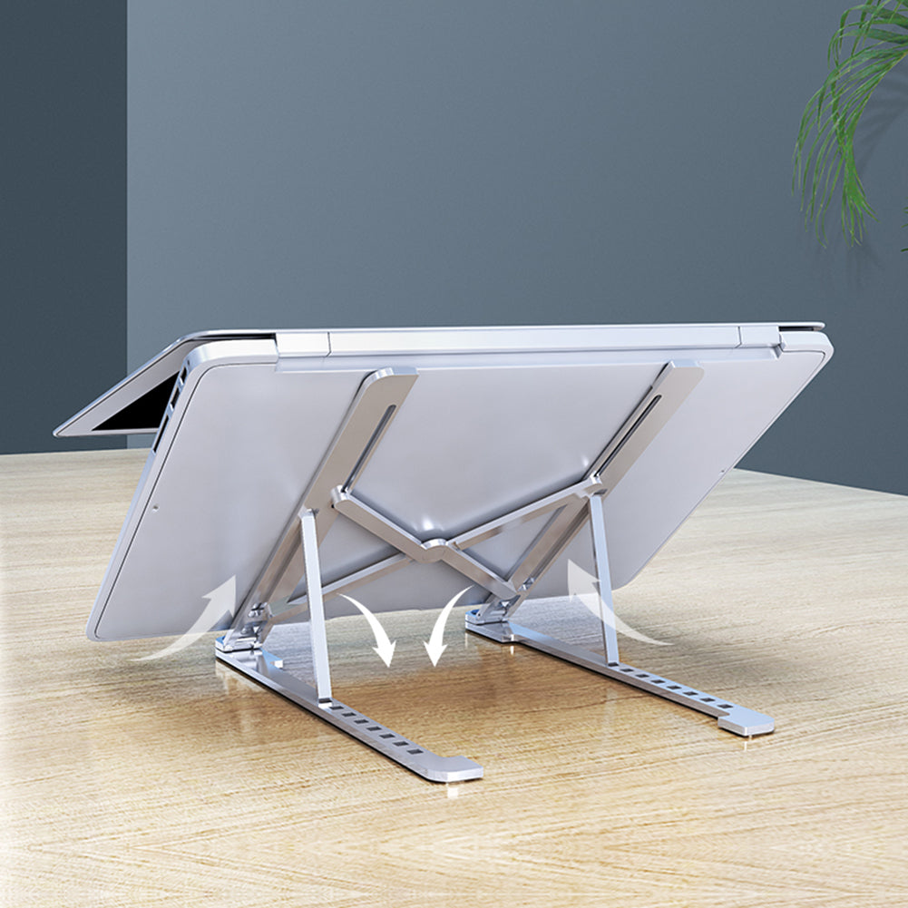 Portable Foldable Laptop Stand - Aluminum, Multi-Height - in use