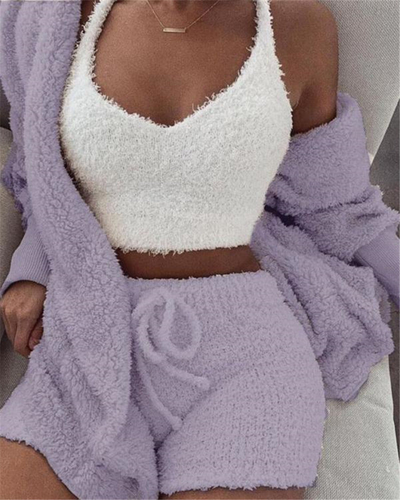 3-Piece Pajama Set - Crop Top, Tank & Drawstring Shorts - size chart
