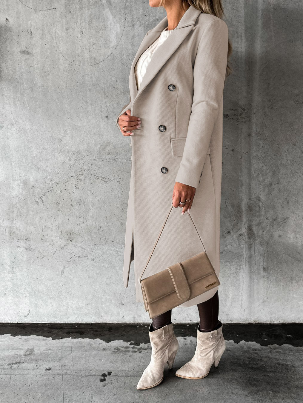 Double-Breasted Lapel Coat - Slim Long Winter Jacket - packaging