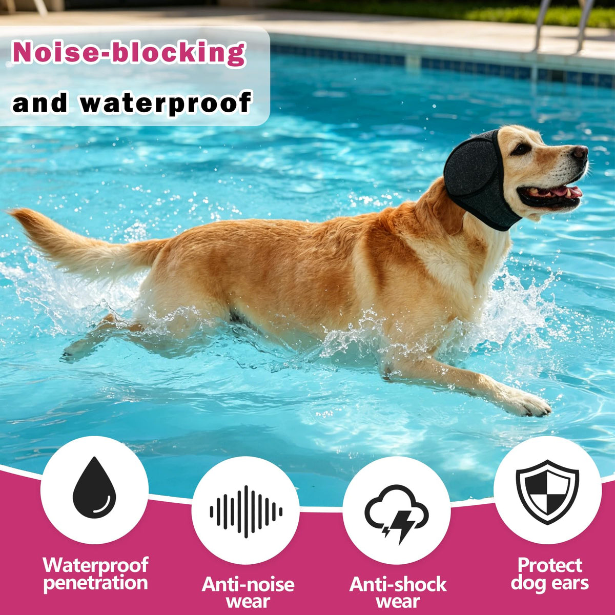 Dog Calming Ear Wrap - Waterproof Hood for Storms & Fireworks - color options
