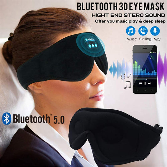 Bluetooth Sleep Mask with Speakers - Blackout Eye Mask - Black - front view