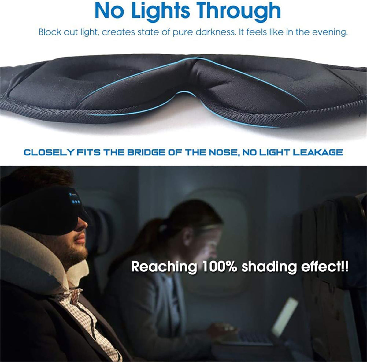 Bluetooth Sleep Mask with Speakers - Blackout Eye Mask - size chart