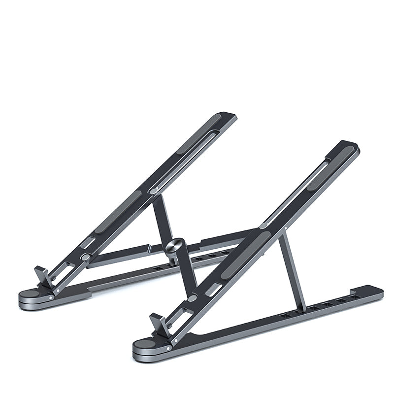 Portable Foldable Laptop Stand - Aluminum, Multi-Height - Deep grey - front view