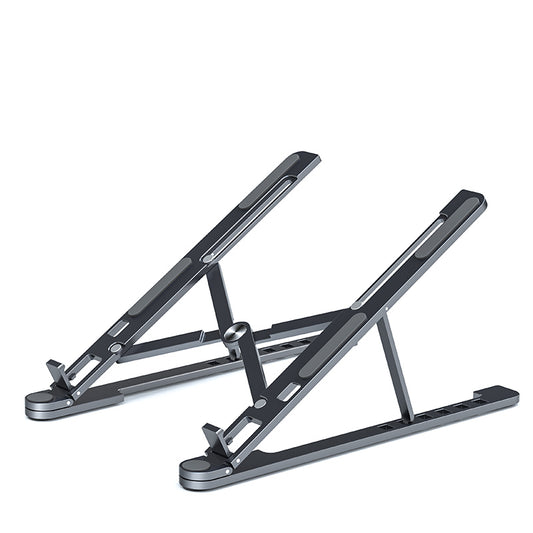 Portable Foldable Laptop Stand - Aluminum, Multi-Height - Deep grey - front view