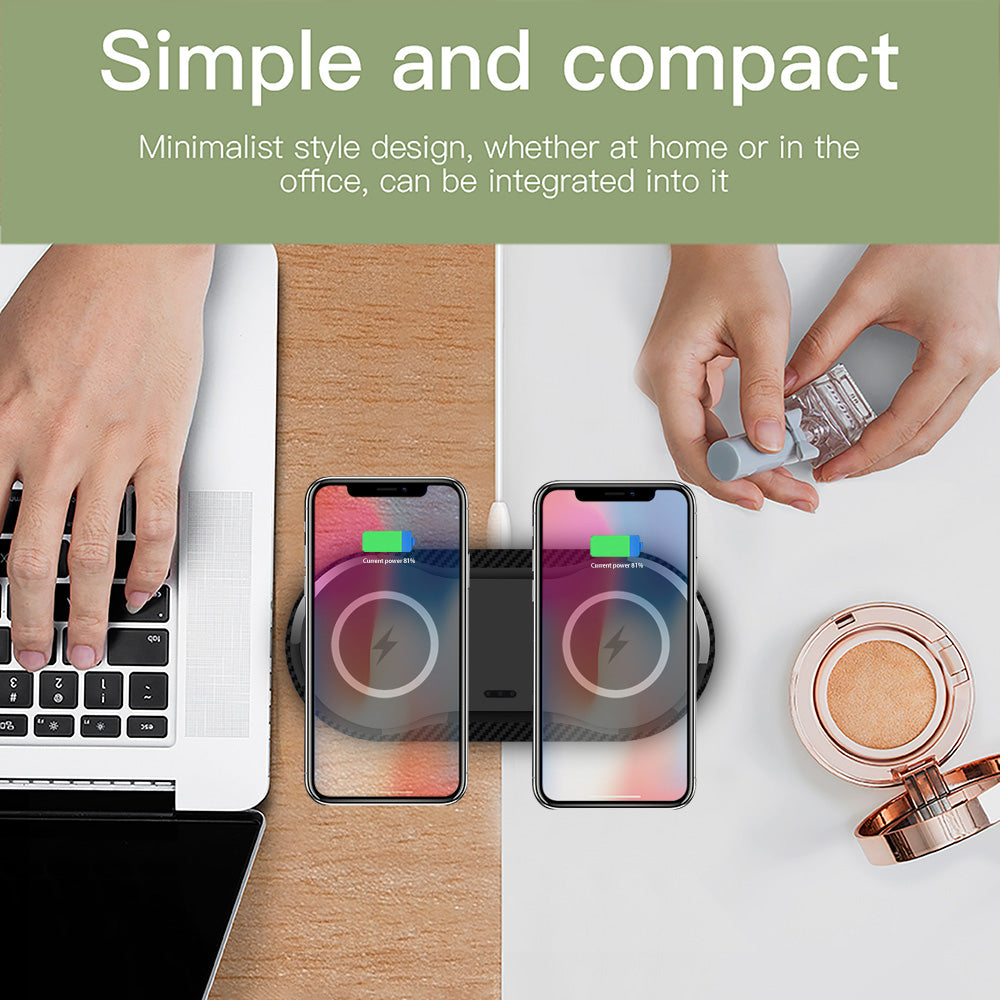 Dual Wireless Charger Pad - Charge Two Phones at Once - packaging
