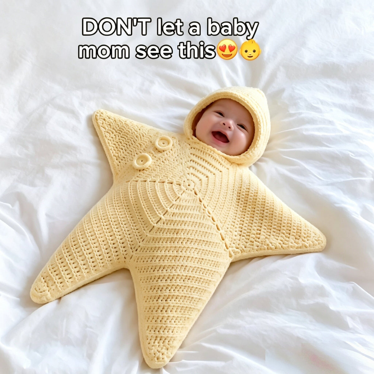 Star-Shaped Hooded Baby Romper - Newborn Sleeping Bag - Beige - front view