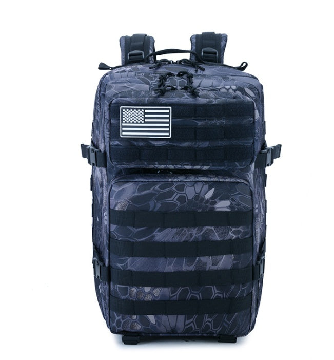 Tactical Camo Travel Backpack - Rugged Outdoor & Sports Bag - packaging