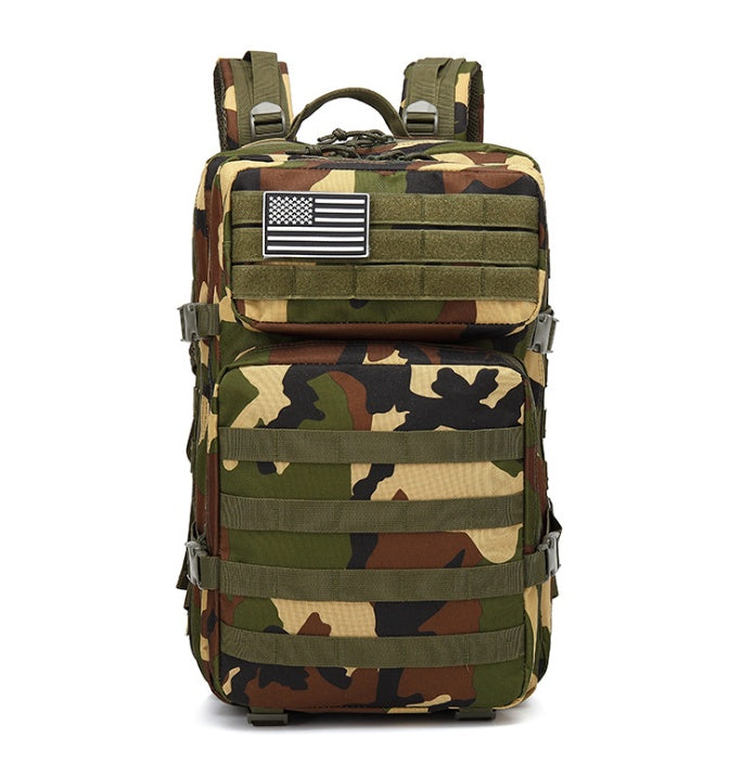 Tactical Camo Travel Backpack - Rugged Outdoor & Sports Bag - close-up detail