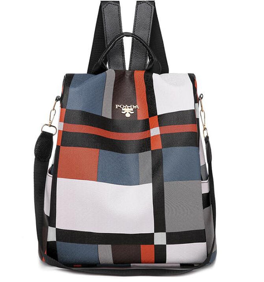 Women's Waterproof Anti-Theft Backpack - Hidden Zip Security - Blue - front view