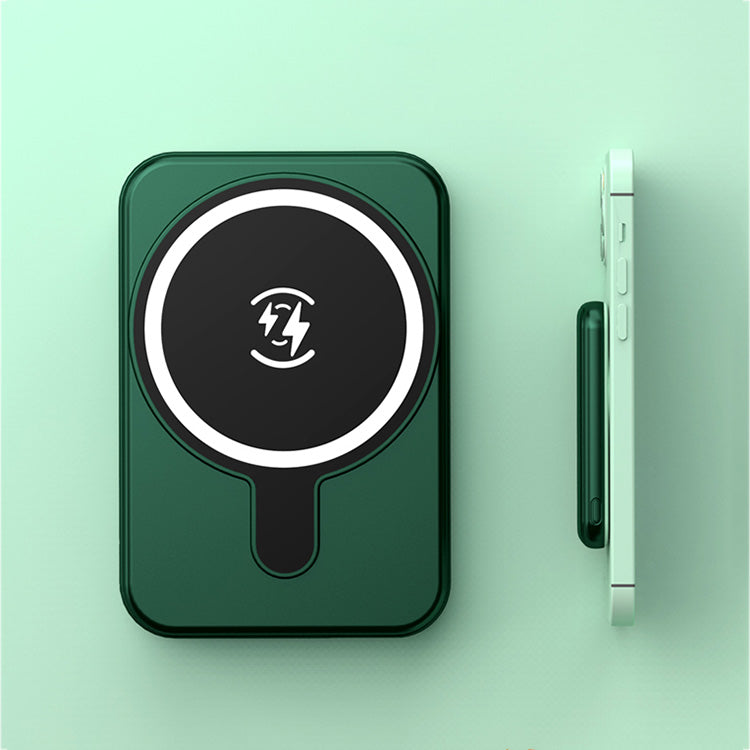 Mini Magnetic Wireless Power Bank 5000mAh - Snap & Charge - Black - front view