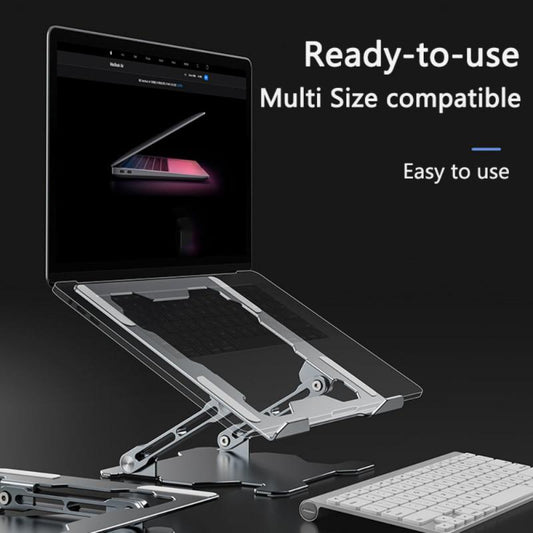 Adjustable Aluminum Laptop Stand - Ergonomic Riser, Multi-Angle - Grey - front view
