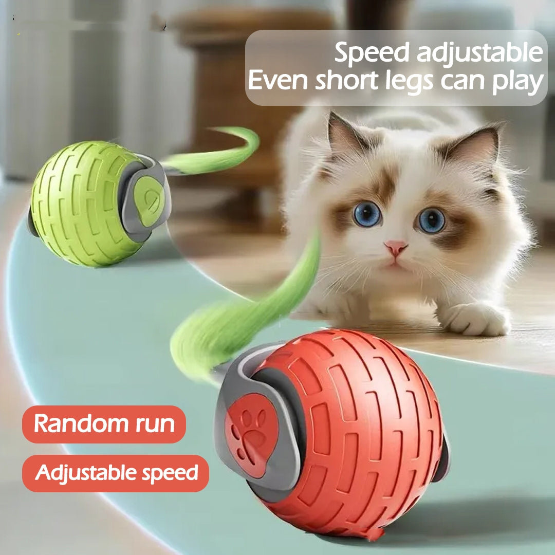 Interactive Rolling Ball Cat Toy - USB Rechargeable - Emerald Green - front view
