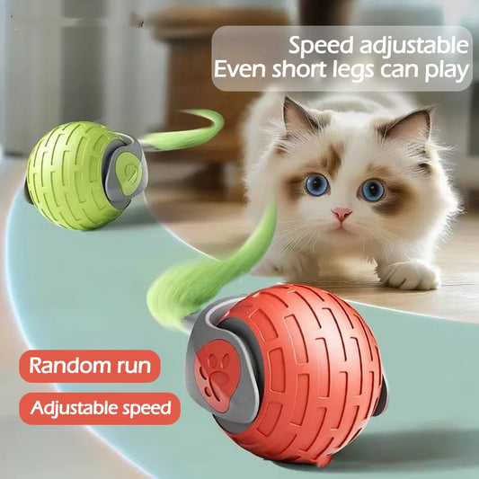 Interactive Rolling Ball Cat Toy - USB Rechargeable - Emerald Green - front view