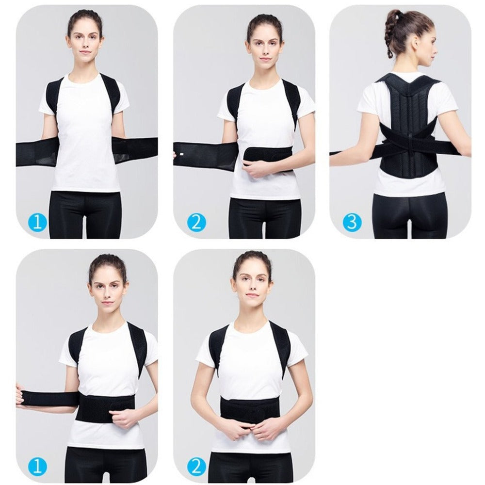 Adjustable Posture Corrector Back Brace - Scoliosis & Slouch Support - back view