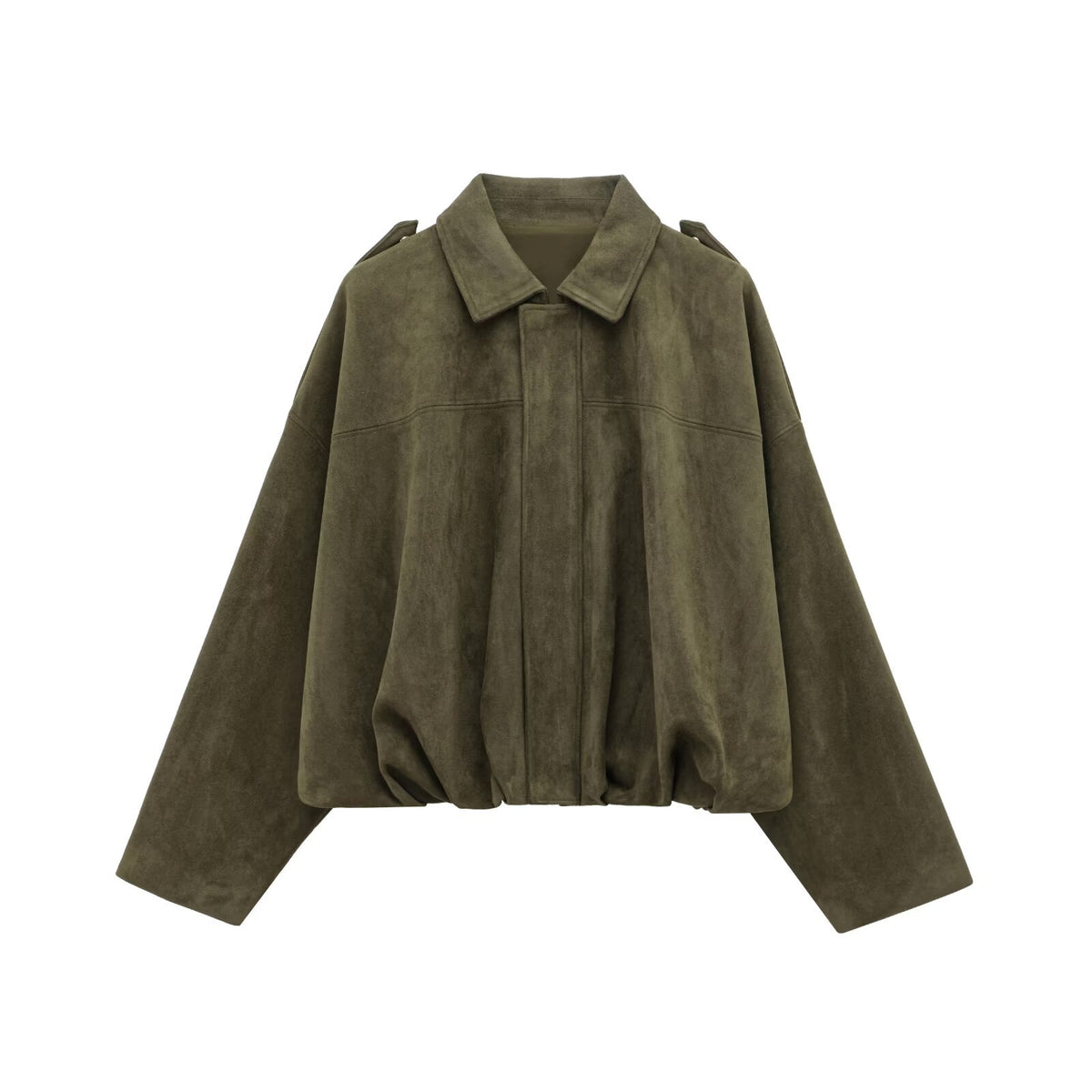 Men's Faux Suede Pilot Jacket - Casual Zip-Up Coat - close-up detail