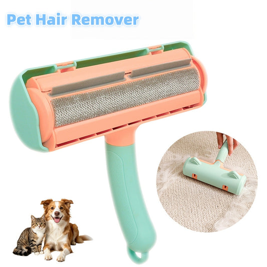 Pet Hair Remover Brush - Reusable Suction Lint & Fur Tool - Mint Green Ear Style - front view