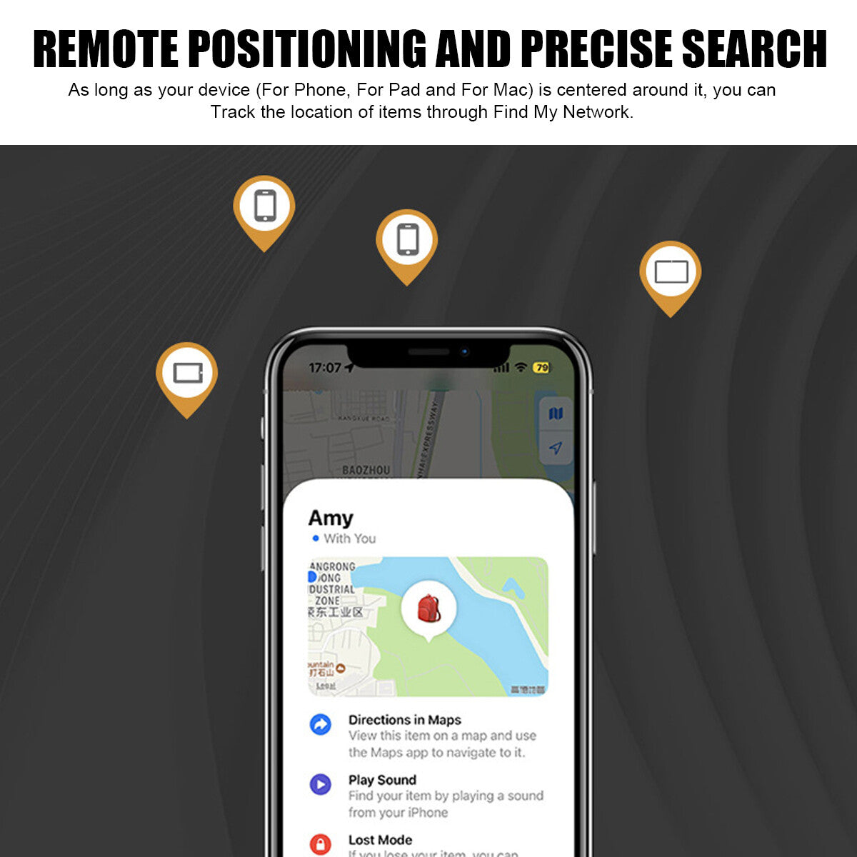 Mini Bluetooth Tracker for Keys, Bikes & Bags - Find My Compatible - size chart