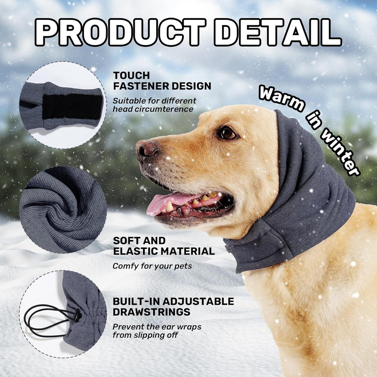Dog Ear Muffs for Noise Protection - Adjustable Calming Hoodie - side view