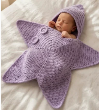 Star-Shaped Hooded Baby Romper - Newborn Sleeping Bag - lifestyle photo