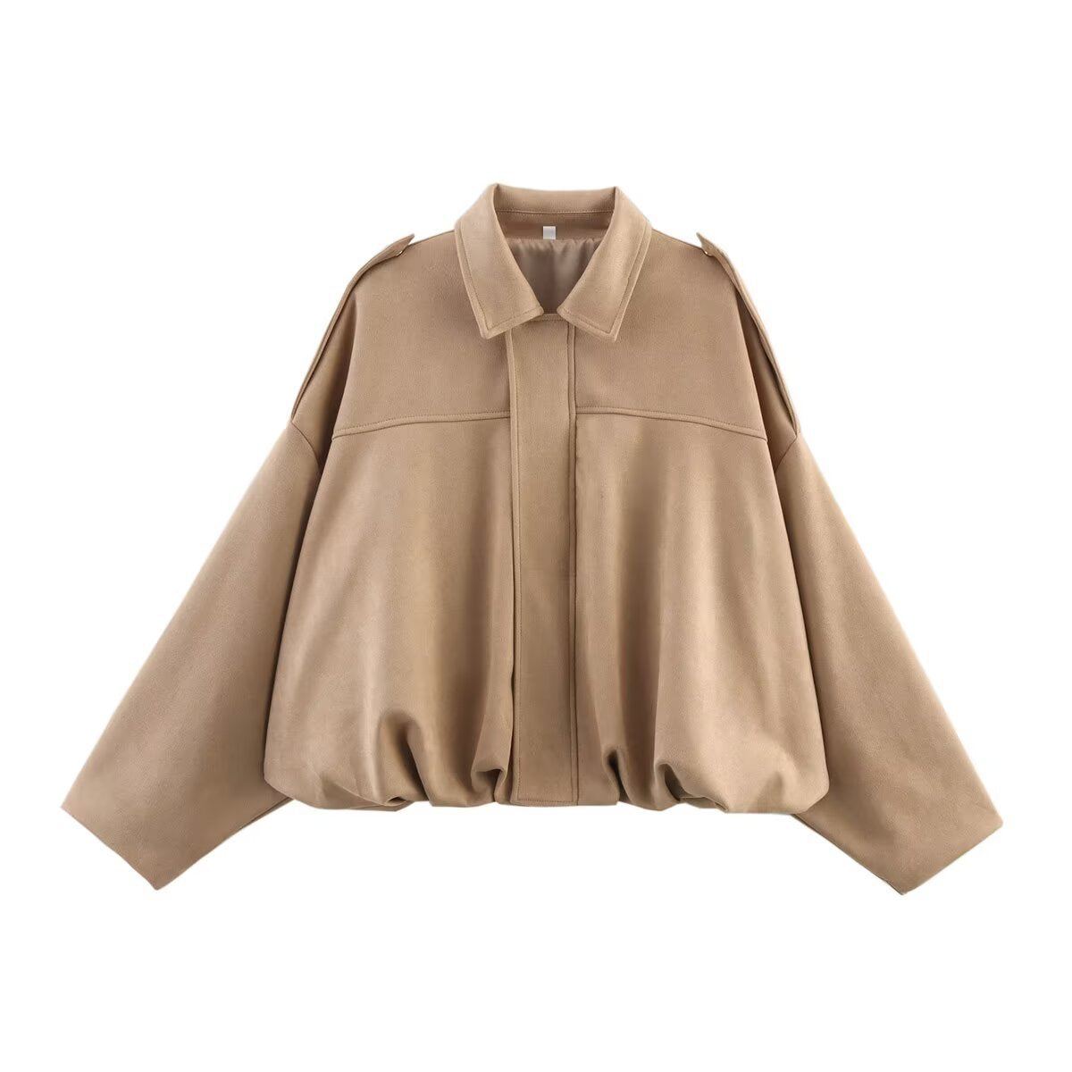 Men's Faux Suede Pilot Jacket - Casual Zip-Up Coat - back view