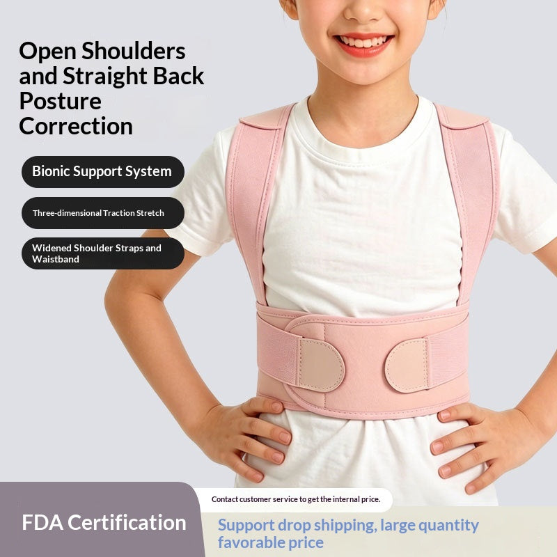 Kids' Posture Corrector Belt - Shoulder & Back Support - Green - front view