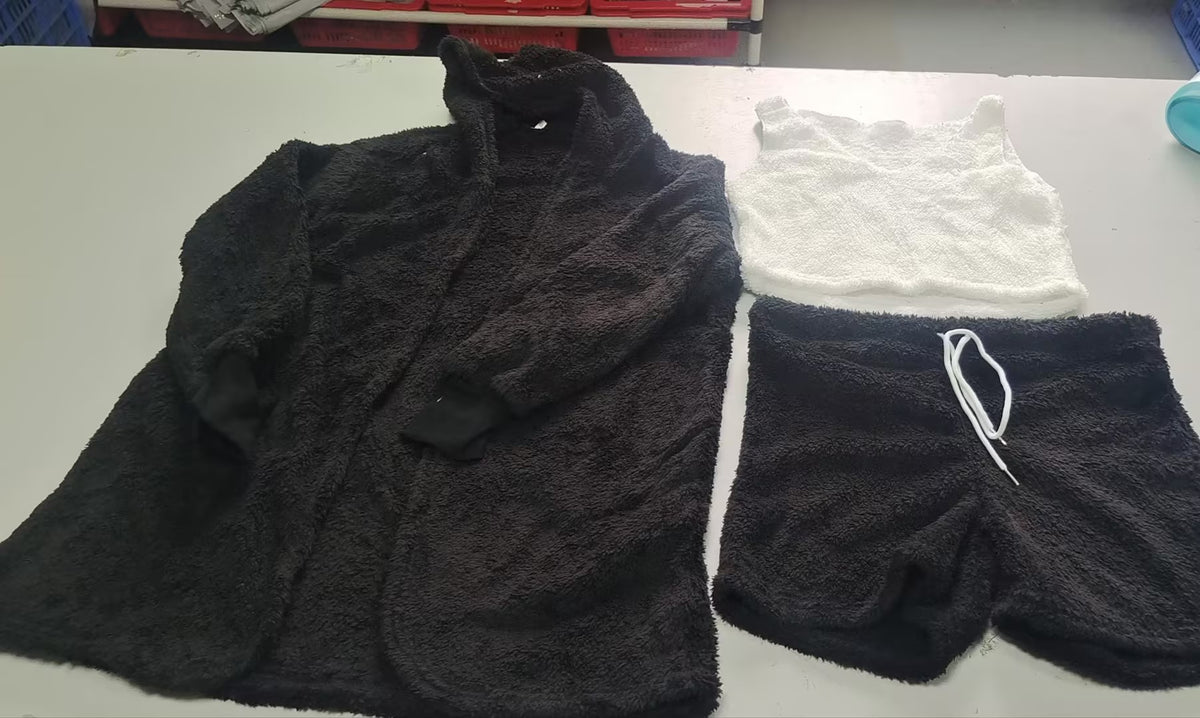 3-Piece Pajama Set - Crop Top, Tank & Drawstring Shorts - front view