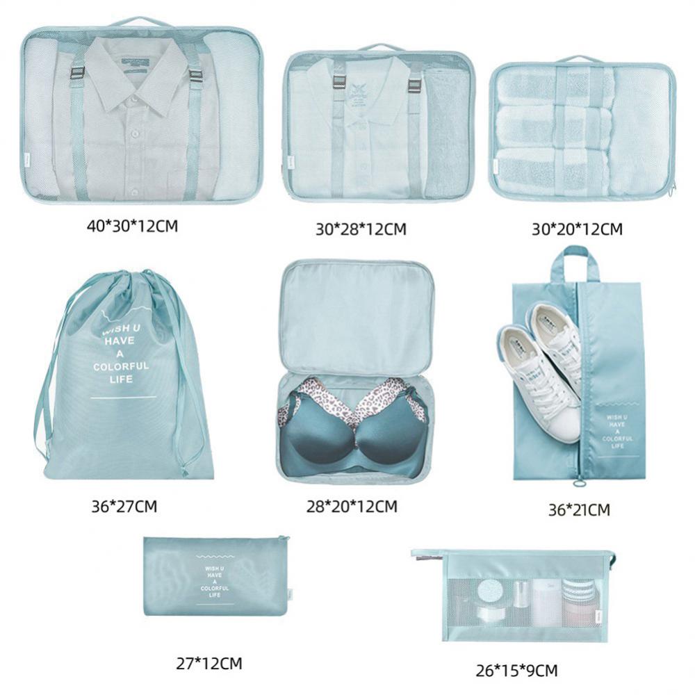 8-Piece Packing Cube Set - Travel Luggage Organizer - color options