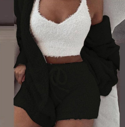 3-Piece Pajama Set - Crop Top, Tank & Drawstring Shorts - side view