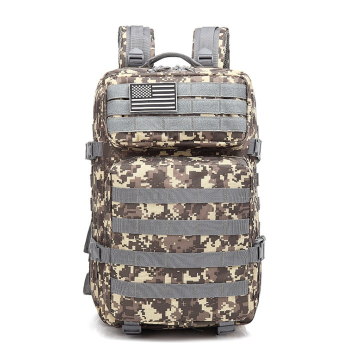 Tactical Camo Travel Backpack - Rugged Outdoor & Sports Bag - back view