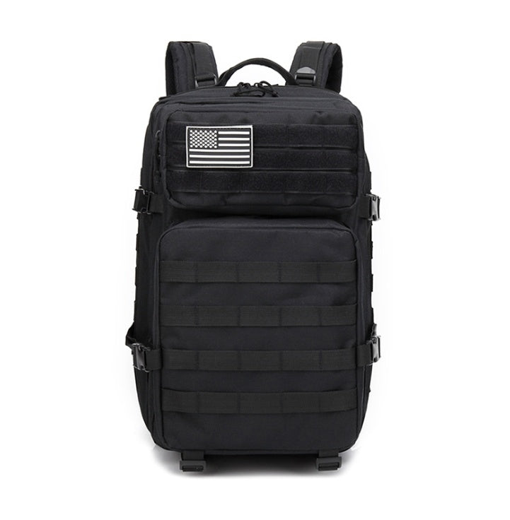 Tactical Camo Travel Backpack - Rugged Outdoor & Sports Bag - in use