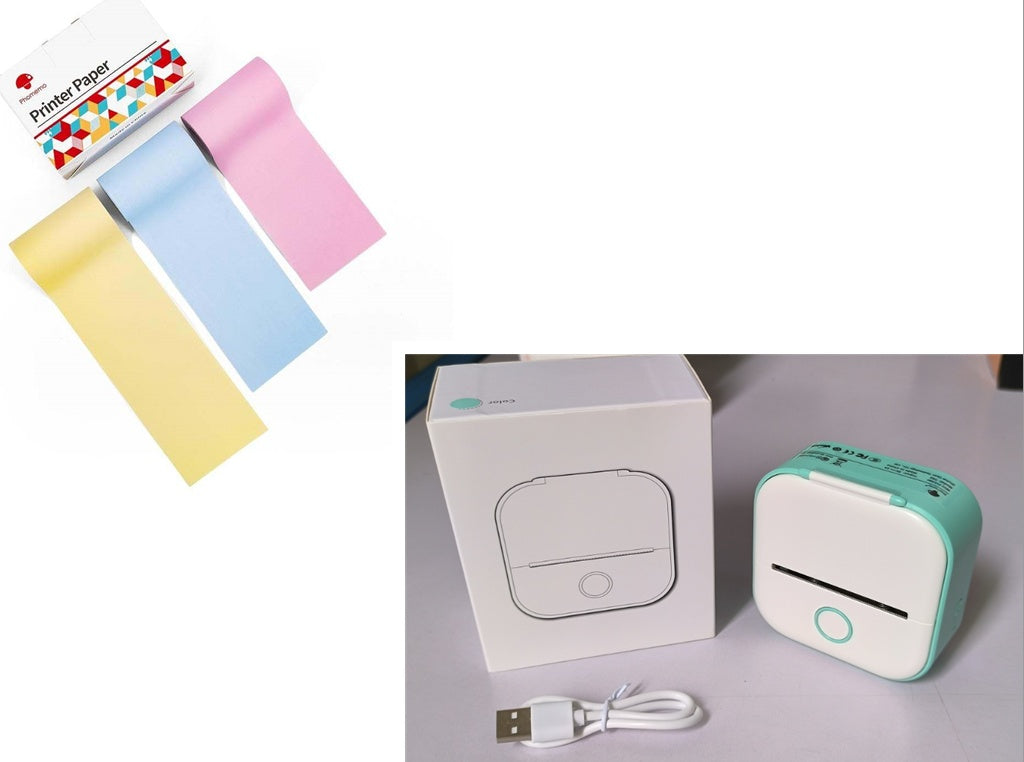 Mini Bluetooth Label & Photo Printer - Portable Thermal - back view
