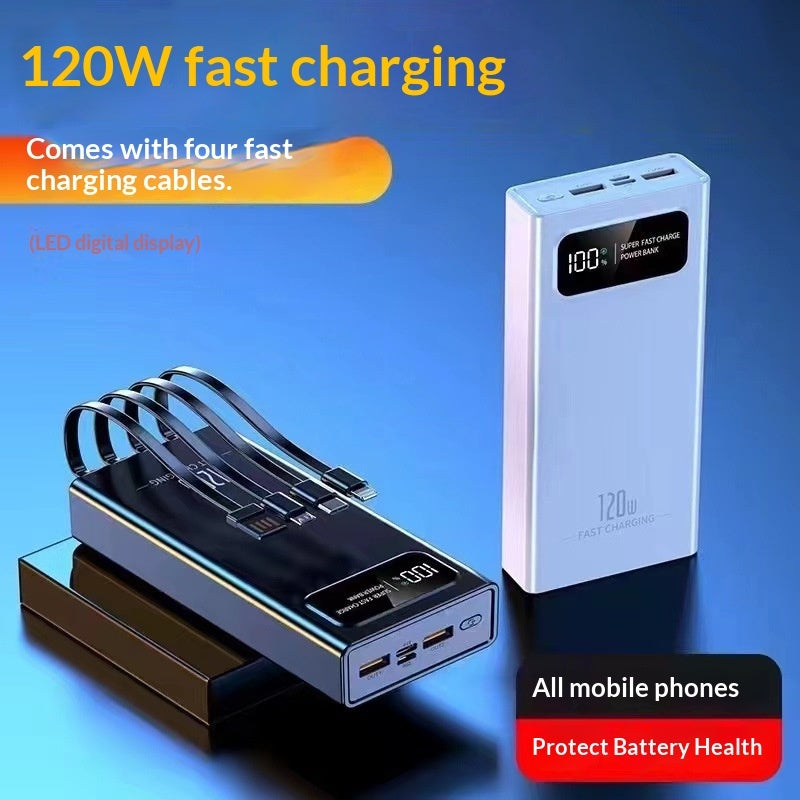 120W Power Bank 20000mAh - Four-Port Fast Charging - Black - front view