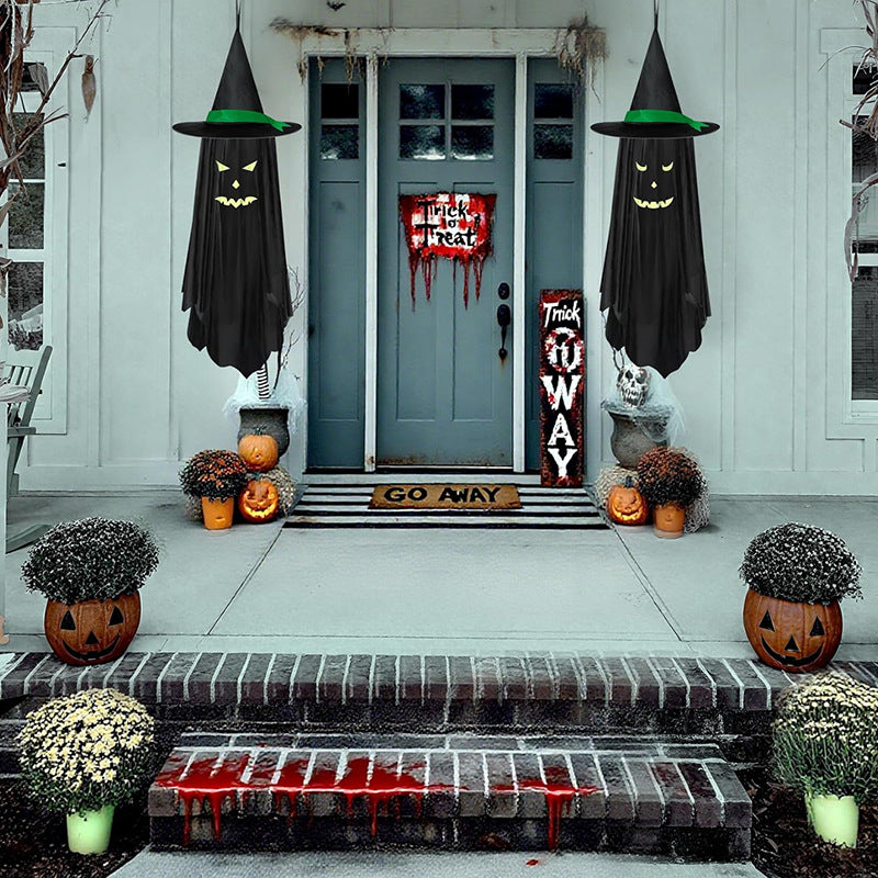 Luminous Ghost Wizard Hat Door Hanging - Halloween Decor - size chart