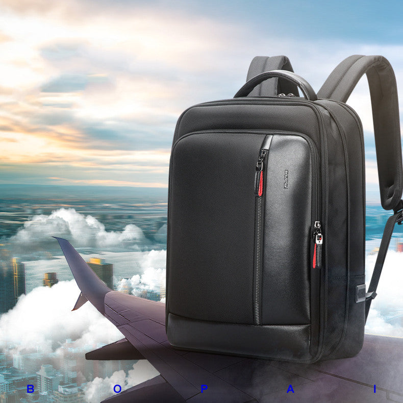 Multi-Function Anti-Theft Backpack - USB Charging Port - Black - front view