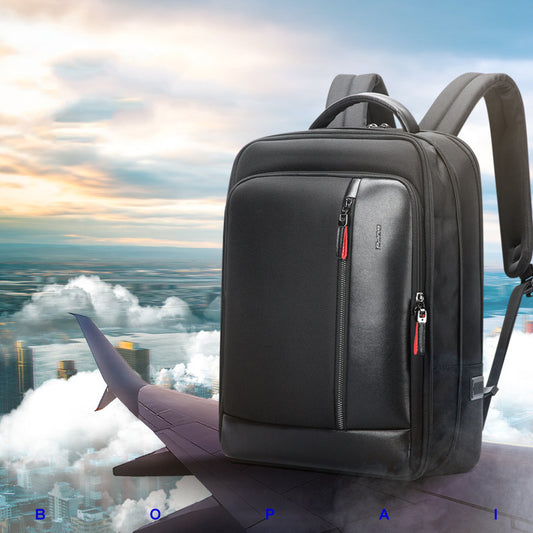 Multi-Function Anti-Theft Backpack - USB Charging Port - Black - front view