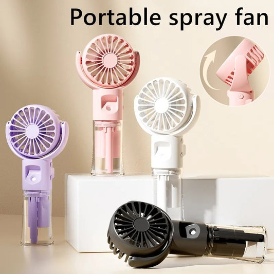 Handheld Mist Spray Fan - 4-Speed USB Cooling Fan - F2 Spray Fan Black - front view