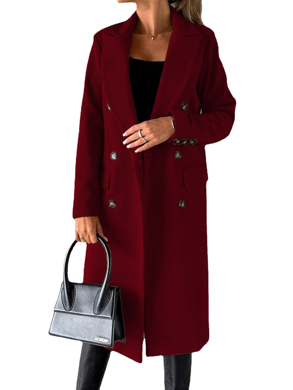 Double-Breasted Lapel Coat - Slim Long Winter Jacket - color options