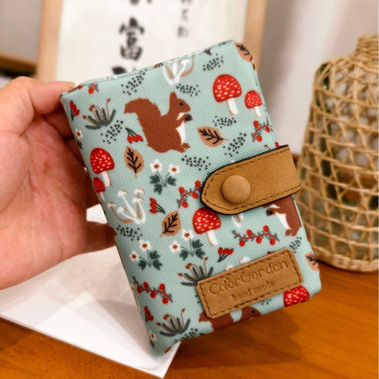 Tri-Fold Multi-Card Wallet - Printed Design - Black Small Floral - front view