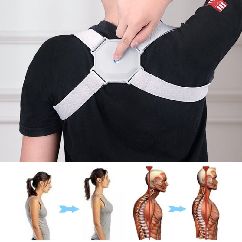 Smart Posture Corrector with Real-Time Alert - Kids & Adults - Gray Large Box - front view