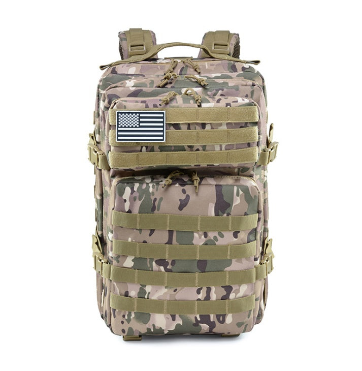 Tactical Camo Travel Backpack - Rugged Outdoor & Sports Bag - packaging
