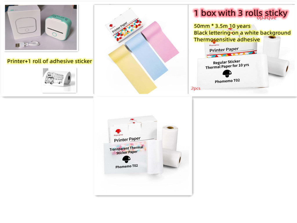 Mini Bluetooth Label & Photo Printer - Portable Thermal - color options