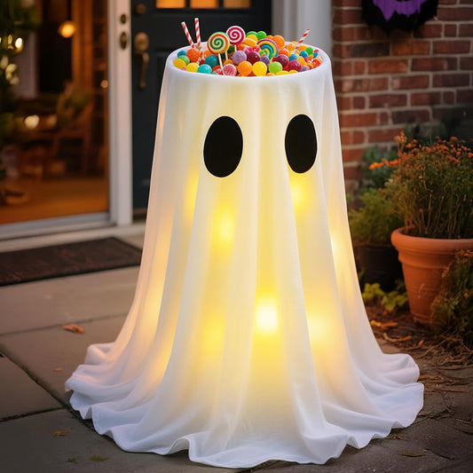Ghost Candy Dish & Bowl - Halloween Yard Decoration - Candy Dish Bowl Ghost - front view