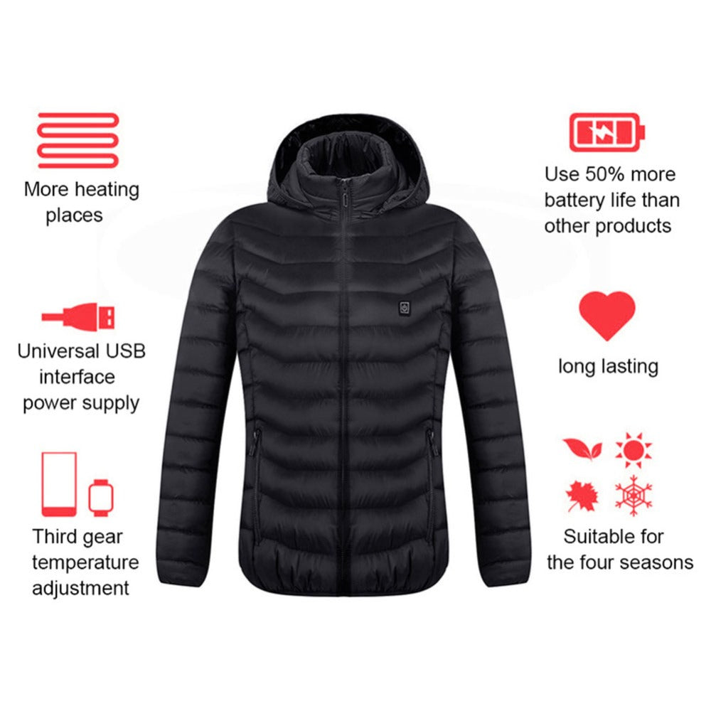 USB Heated Jacket for Men - Electric Thermal Coat - back view