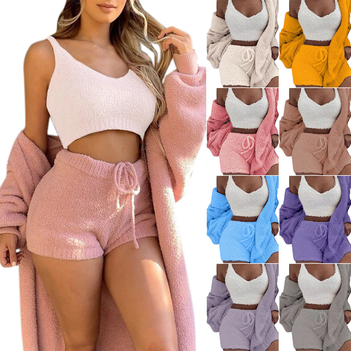 3-Piece Pajama Set - Crop Top, Tank & Drawstring Shorts - packaging