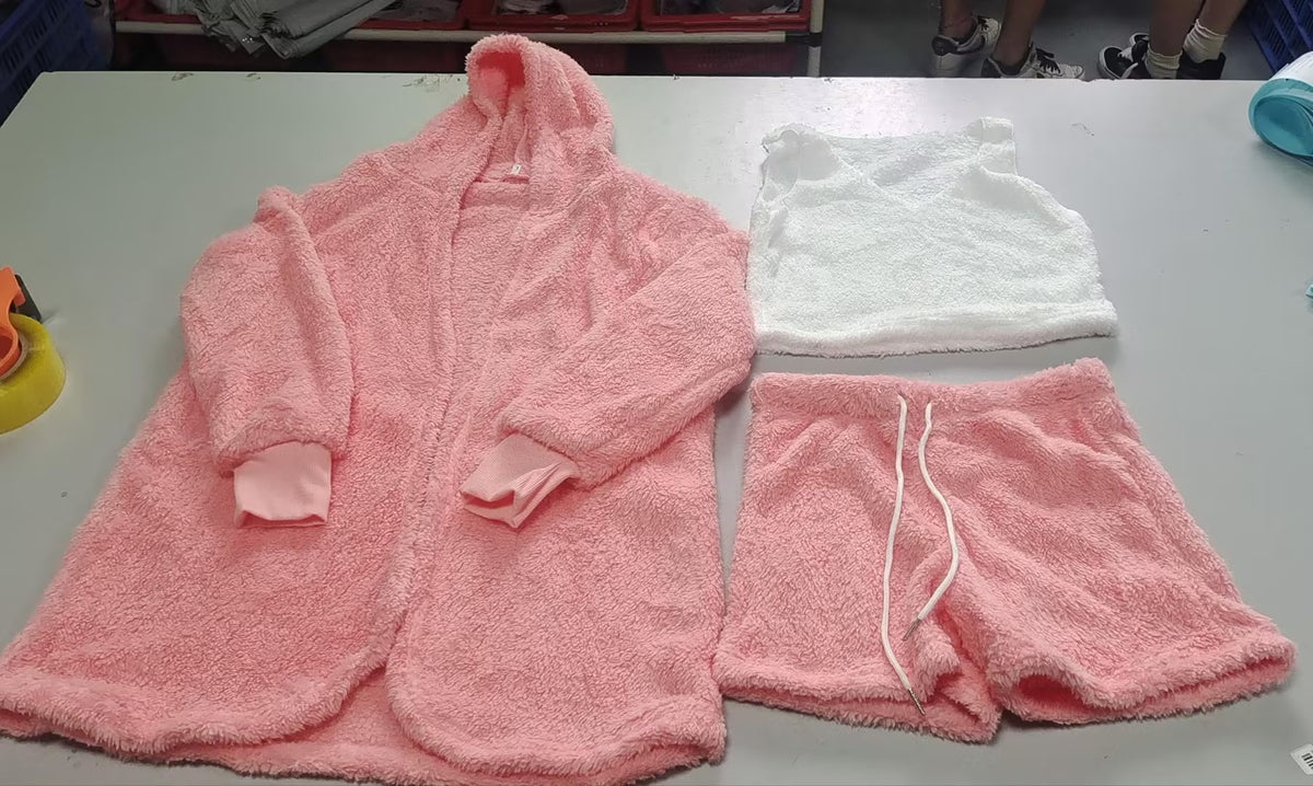 3-Piece Pajama Set - Crop Top, Tank & Drawstring Shorts - close-up detail