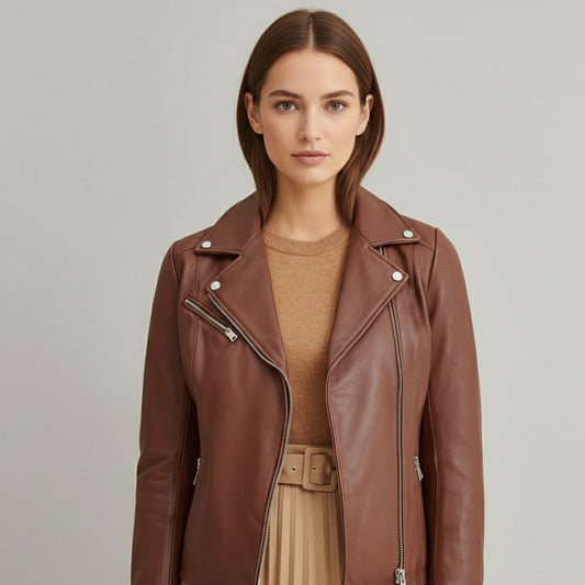 Brown ladies biker 